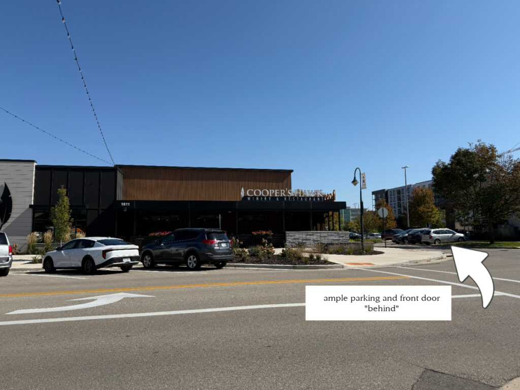 parking for Coopers Hawk.